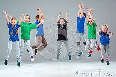 The kids dance school, ballet, hiphop, street, funky and modern dancers Stock Photo