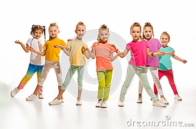 The kids dance school, ballet, hiphop, street, funky and modern dancers Stock Photo