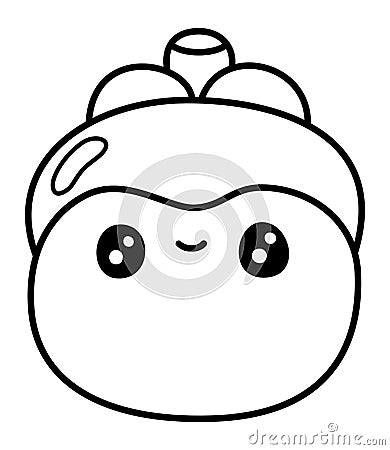 Mangosteen - Cute Smiling Face Cartoon Freshy Fruit Clipart Vector Illustration