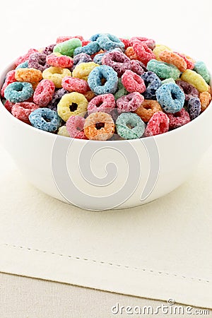 Kids delicious cereal loops or fruit cereal Stock Photo