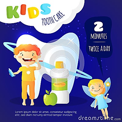 Kids Dental Care Poster Vector Illustration