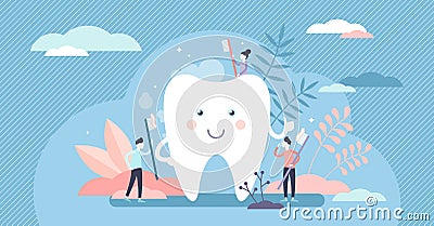 Kids dentist concept, flat tiny persons vector illustration Vector Illustration