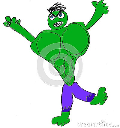 Kids Drawing - hulk Editorial Stock Photo