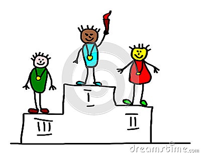 Kids drawing - olympic champions Stock Photo