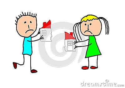 Kids drawing - parents are divorcing Vector Illustration