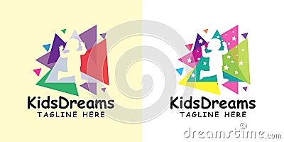 Kids dream logo design with cloud concept, Child logo -vector Vector Illustration