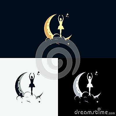 Kids Dream logo with moon symbol Vector Illustration