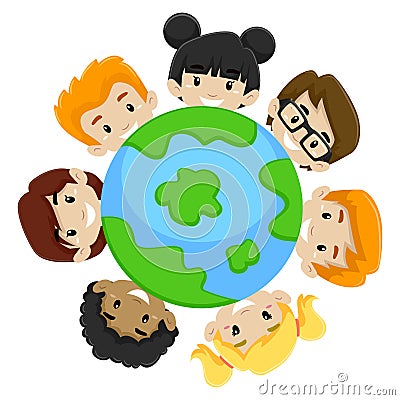 Kids earth diversity Vector Illustration