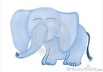 kids elephant watercolor painting isolated white canvas Stock Photo