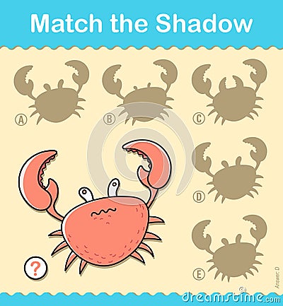 Kids entertaining puzzle game with a red crab Vector Illustration