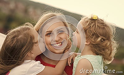 Kids enyoj happy day. Mothers day concept Stock Photo