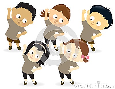 Kids exercising 2 Vector Illustration
