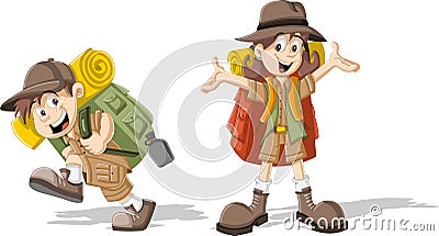 Kids in explorer outfit Vector Illustration