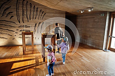 Kids exploring expositions in museum halls Editorial Stock Photo
