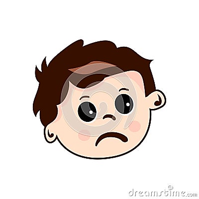 Kids Face Cute Sad Stock Photo