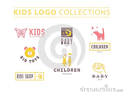 Kids fashion label design. Vector Illustration