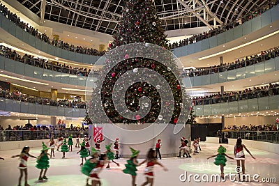 Kids figure skating performance on Galleria Dallas Editorial Stock Photo