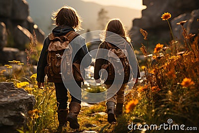 Kids first strides echo the start of their path toward independence and exploration Stock Photo