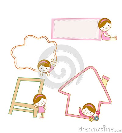 Kids and frame Vector Illustration