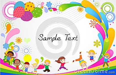 Kids and frame Vector Illustration