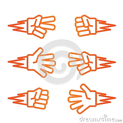 Kids game Rock-paper-scissors gradient orange icon Vector Illustration