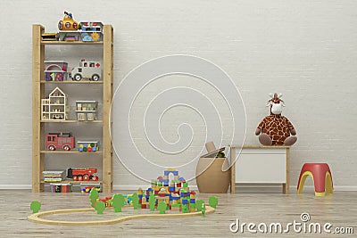 Kids game room interior image. 3D Rendering Stock Photo