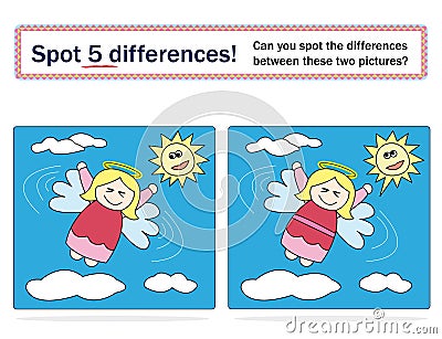 Kids game: spot 5 differences! Stock Photo