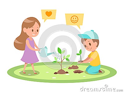 Kids Gardening character design 5 Vector Illustration