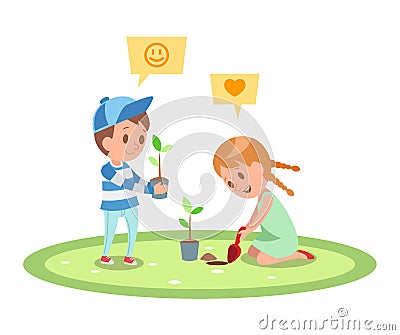 Kids Gardening character design 3 Vector Illustration