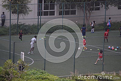 Kids getting football training on the ground Editorial Stock Photo