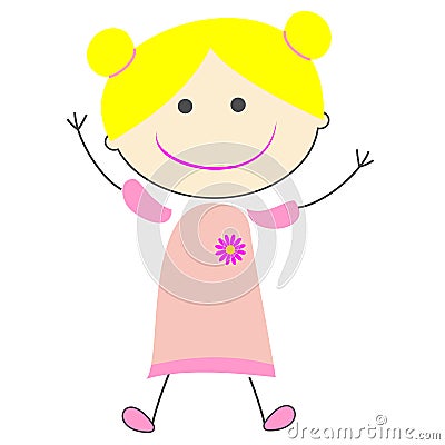 Kids girl simple cartoon illustration Cartoon Illustration