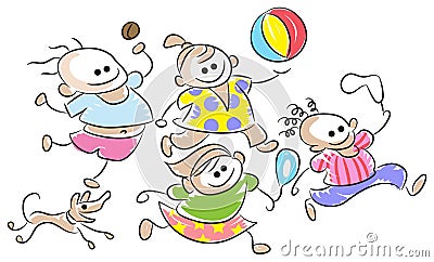 Kids go to play Vector Illustration