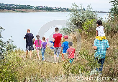 Kids going camping Editorial Stock Photo