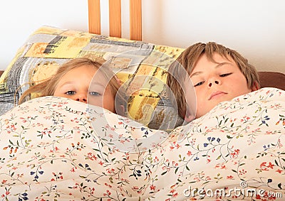 Kids going to sleep Stock Photo