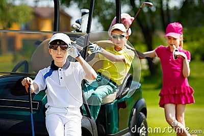 Kids golf competition Stock Photo