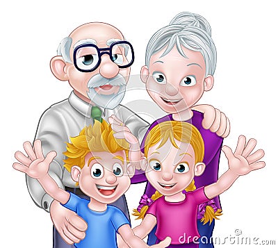 Kids and Grandparents Vector Illustration