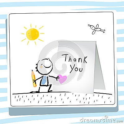 Kids gratefulness thank you card Vector Illustration