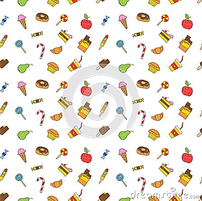 Kids hand drawing tasty food Vector Illustration