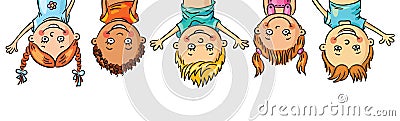 Kids hanging upside down Vector Illustration