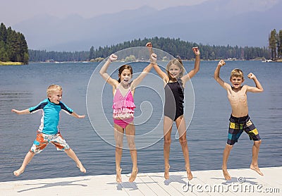 Kids having fun on their summer vacation Stock Photo