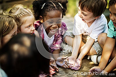 Kids having a fun time together Stock Photo