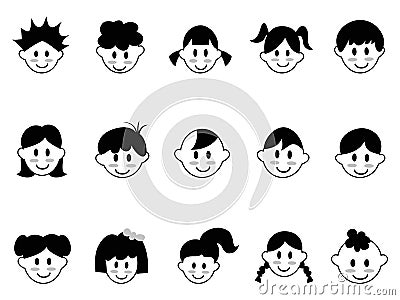 Kids head icons Vector Illustration