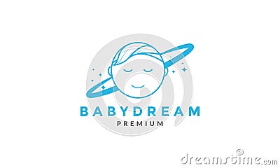 Kids head with space sky logo symbol vector icon illustration graphic design Vector Illustration
