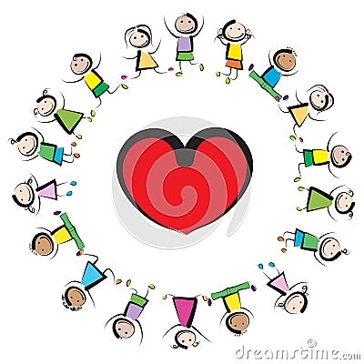 Kids and heart Vector Illustration