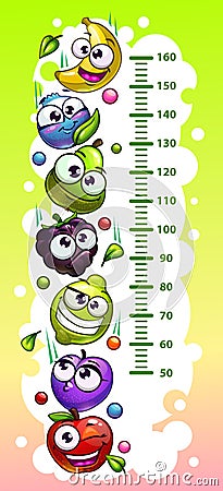 Kids height chart template. Vector Illustration