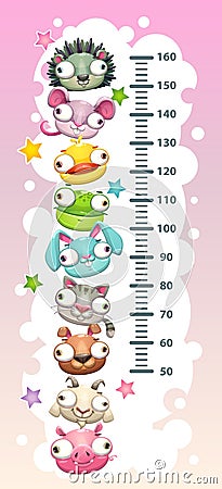 Kids height chart template Vector Illustration