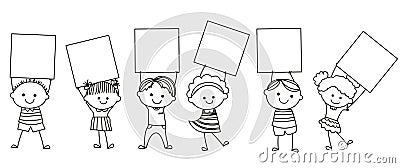 Kids holding banner Vector Illustration