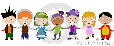 Kids holding hands Vector Illustration