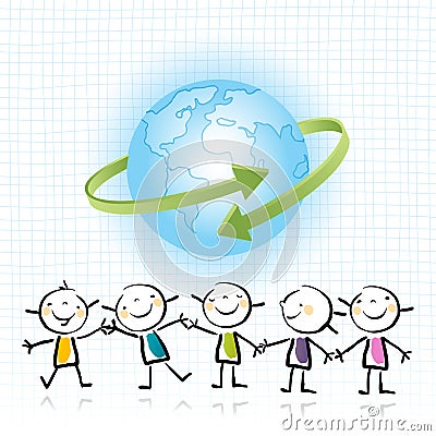 Kids globe, planet Vector Illustration