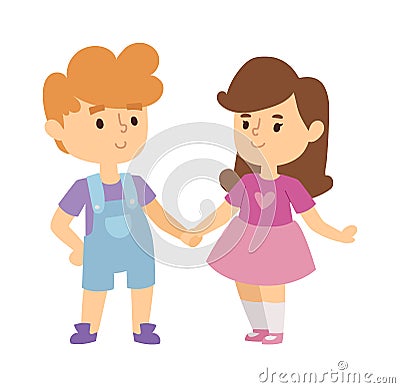 Kids holding hands vector illustration. Vector Illustration
